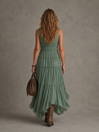 Ava | Vestido maxi de cuello en V fruncido