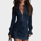 Débora | Mini Vestido de Ante con Encaje
