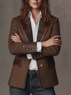 Francisca | Blazer de Espiga con Detalles Estampados