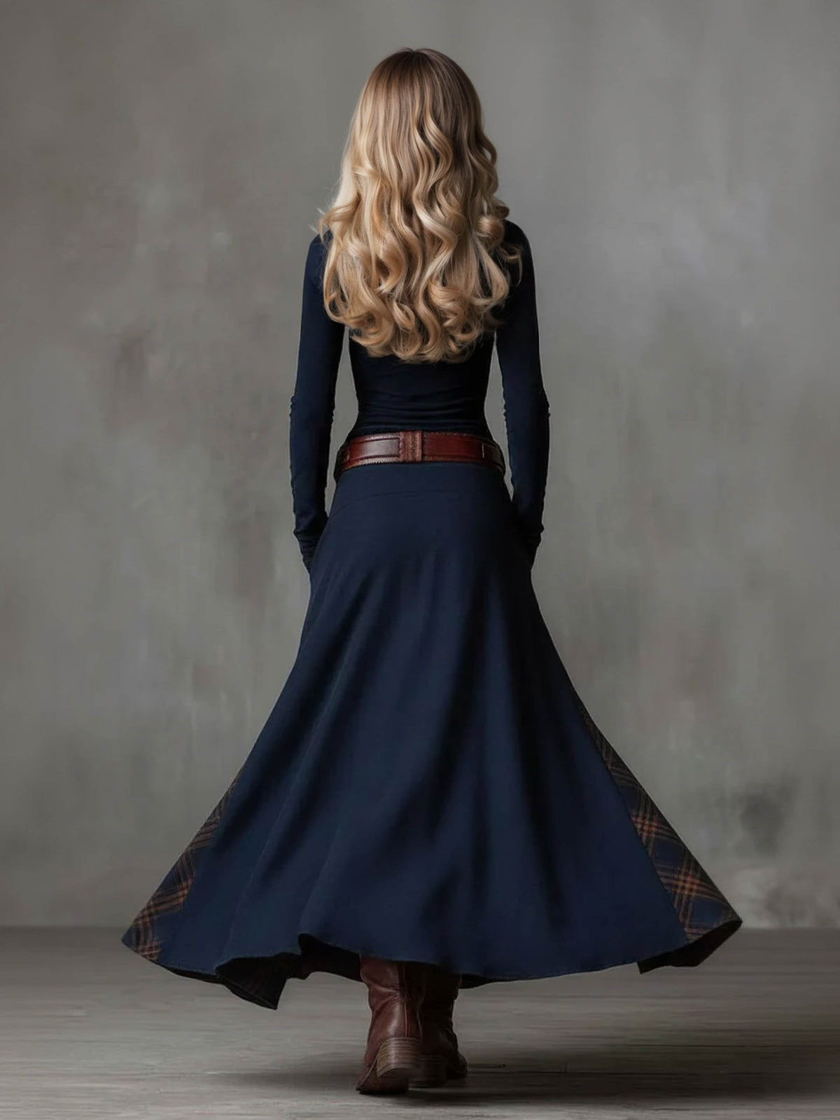 Melisa | Vestido maxi patchwork de cuadros retro