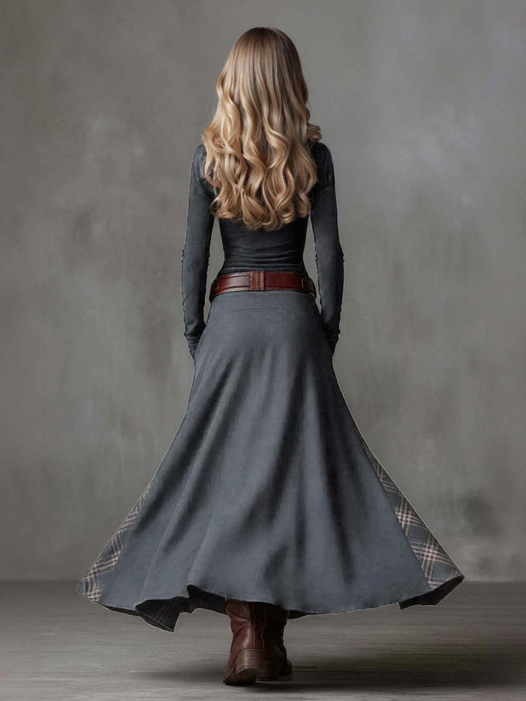 Melisa | Vestido maxi patchwork de cuadros retro