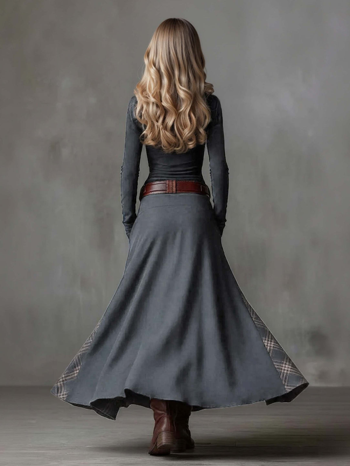 Melisa | Vestido maxi patchwork de cuadros retro
