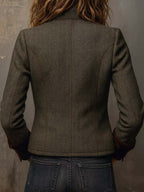 Isabel | Blazer Vintage de Espiga con Ribetes en Contraste