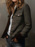 Isabel | Blazer Vintage de Espiga con Ribetes en Contraste