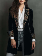 Camila | Blazer Entallado con Estampado Barroco Negro