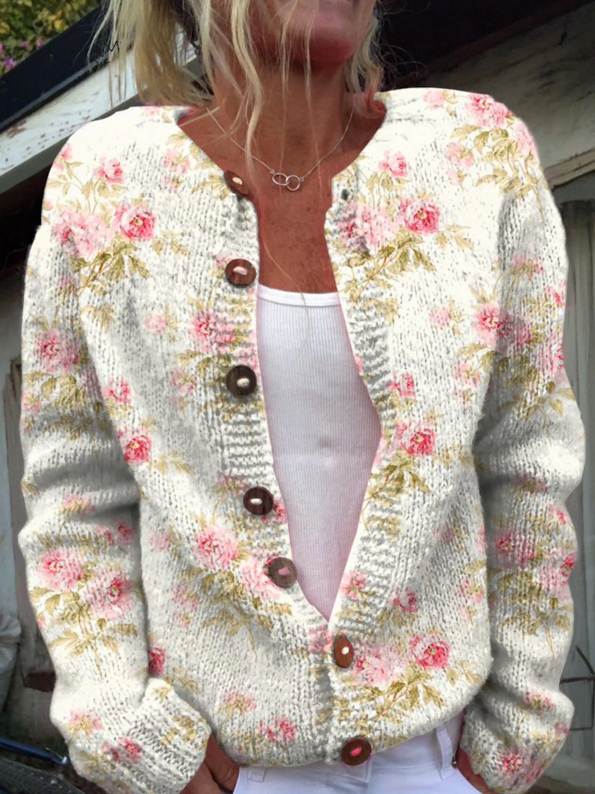 Cheryl | Rebeca de punto floral vintage