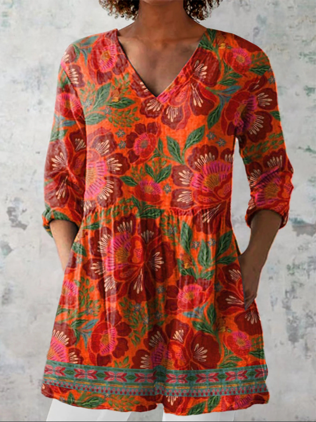 María | Blusa larga con escote en V
