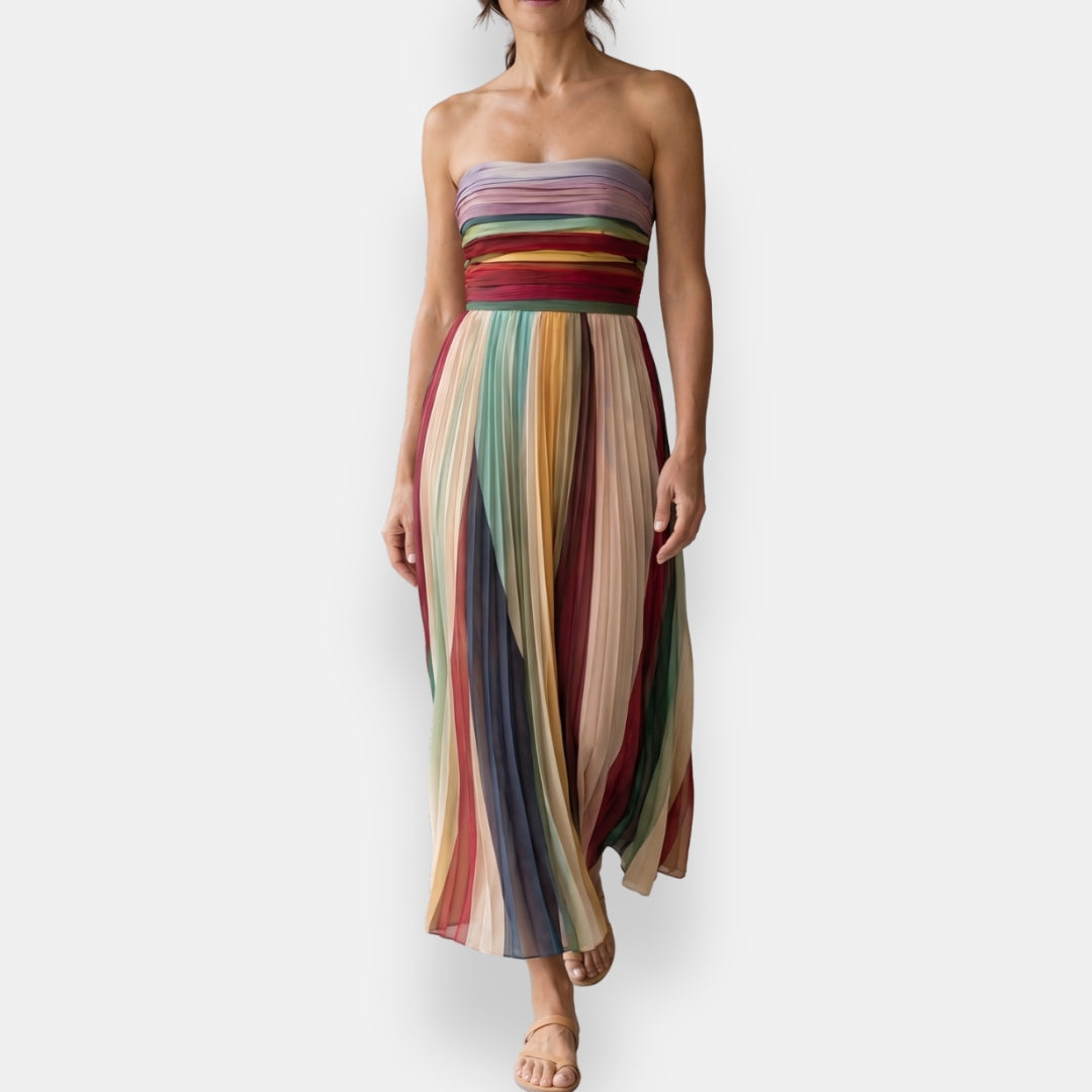 Inés | Vestido Largo Plisado Bustier