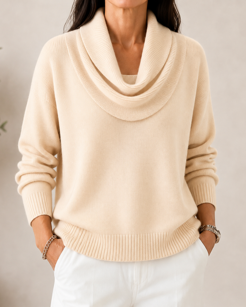 Amparo | Jersey de punto con cuello drapeado