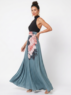Olimpia | Vestido Maxi Halter con Falda Floral