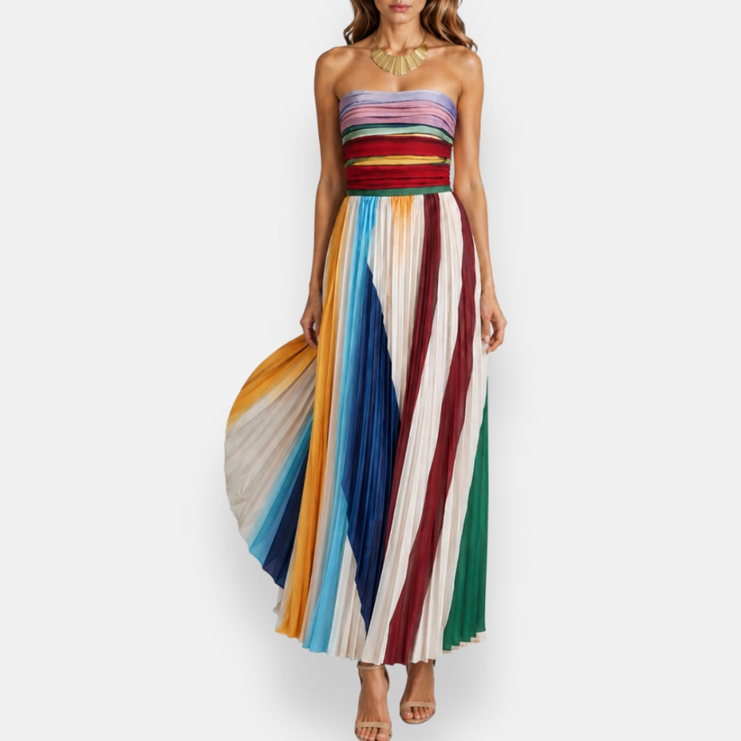 Inés | Vestido Largo Plisado Bustier