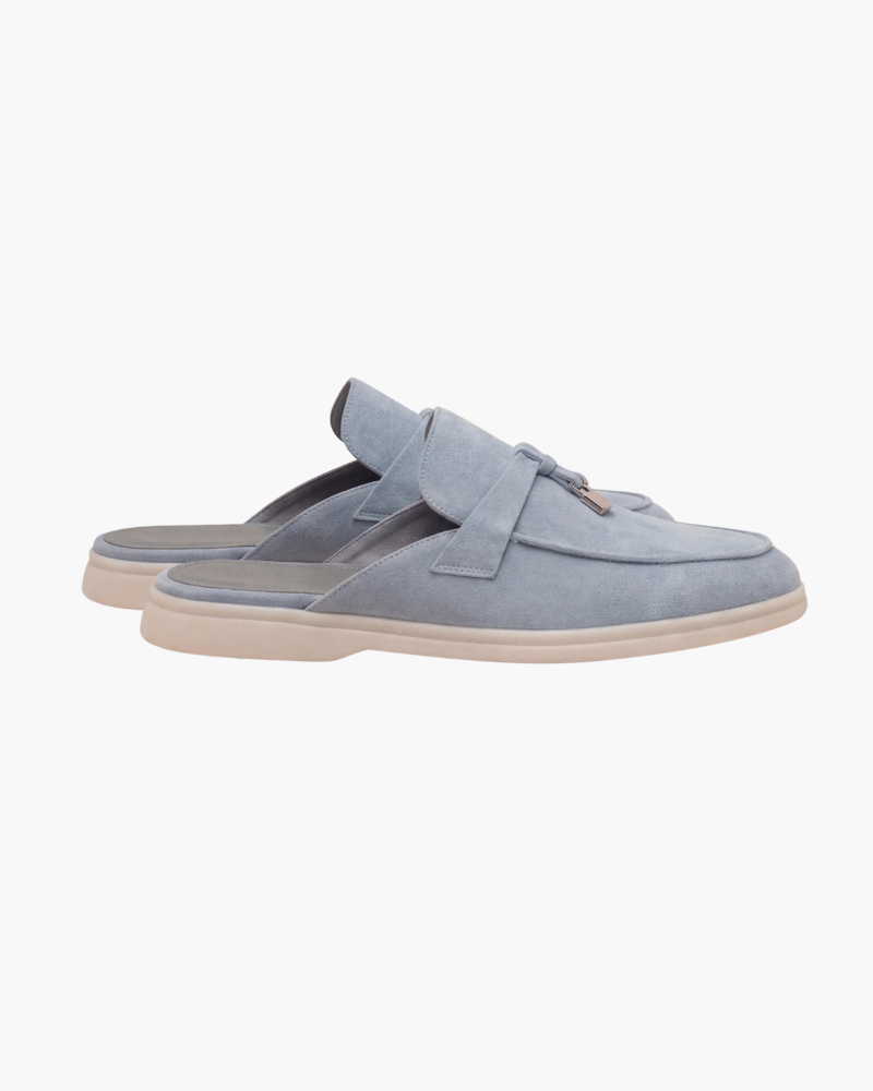Mediterráneo | Mocasín Abierto Ante — Azul Cielo