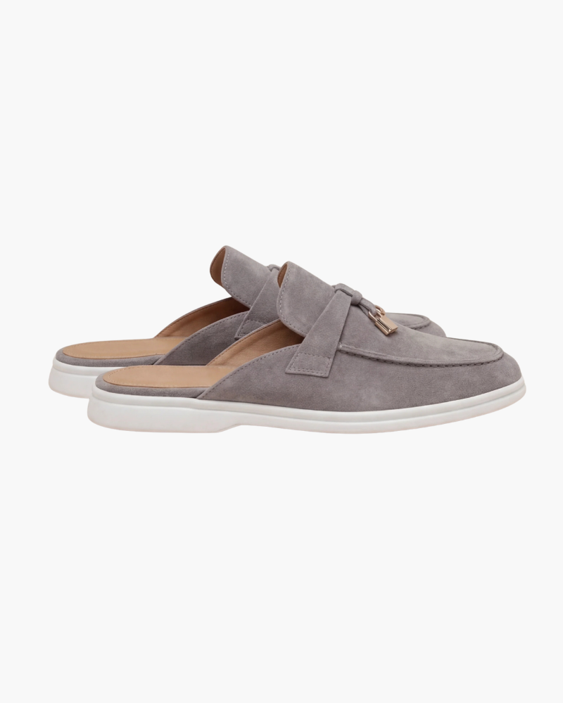 Mediterráneo | Mocasín Abierto Ante — Gris Claro