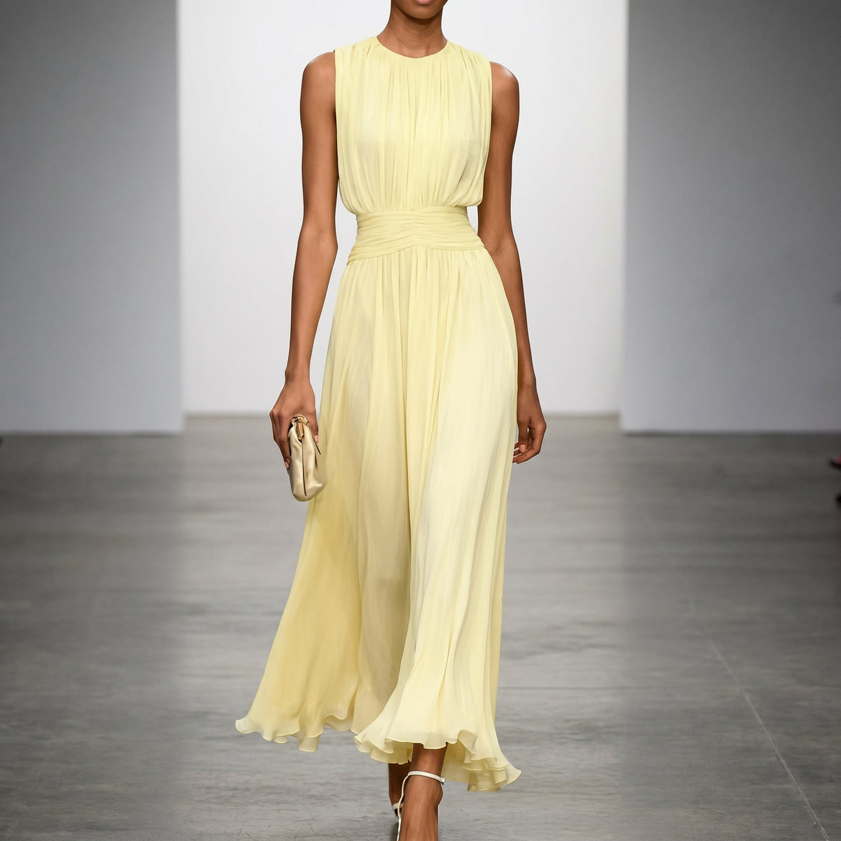 Consuelo | Vestido Midi Plisado sin Mangas