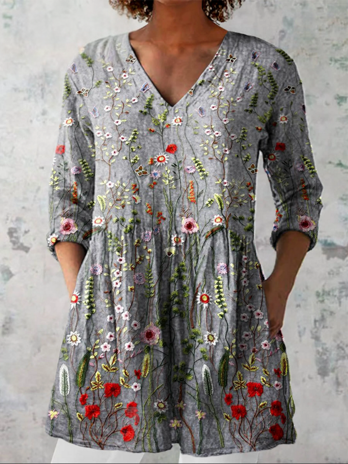 Abril | Blusa larga con escote en V