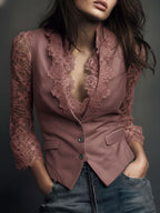 Valeria | Blazer Negro con Mangas Semitransparentes