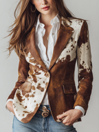 Alicia | Blazer Vintage con Estampado de Vaca