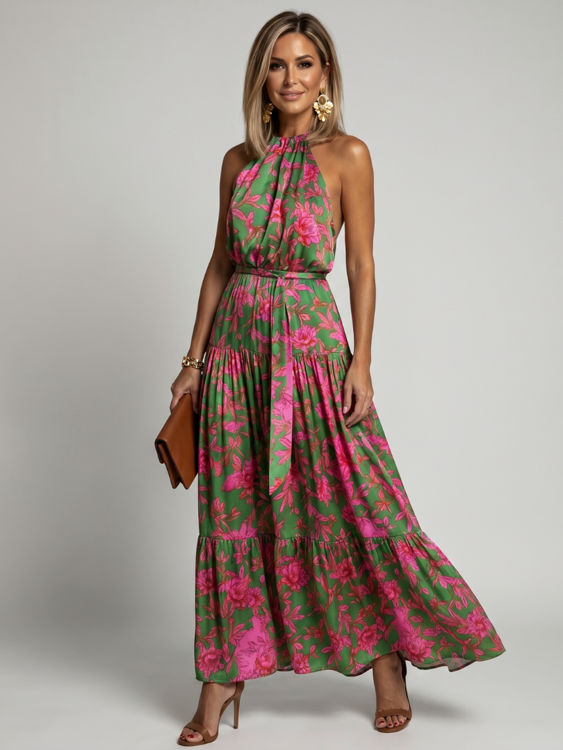Reyes | Vestido Midi Halter Drapeado