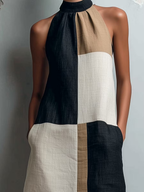 Sabrina | Vestido mini halter colorblock