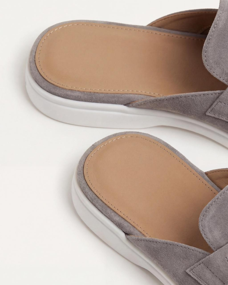 Mediterráneo | Mocasín Abierto Ante — Gris Claro