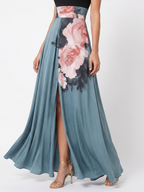 Olimpia | Vestido Maxi Halter con Falda Floral