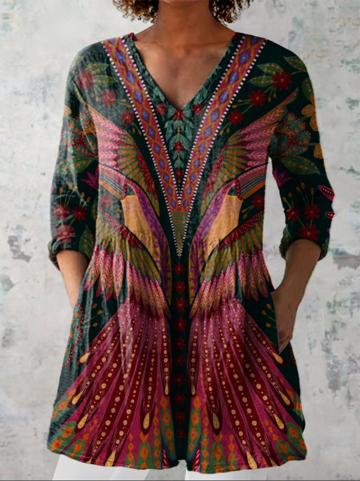 Mónica | Blusa larga con escote en V