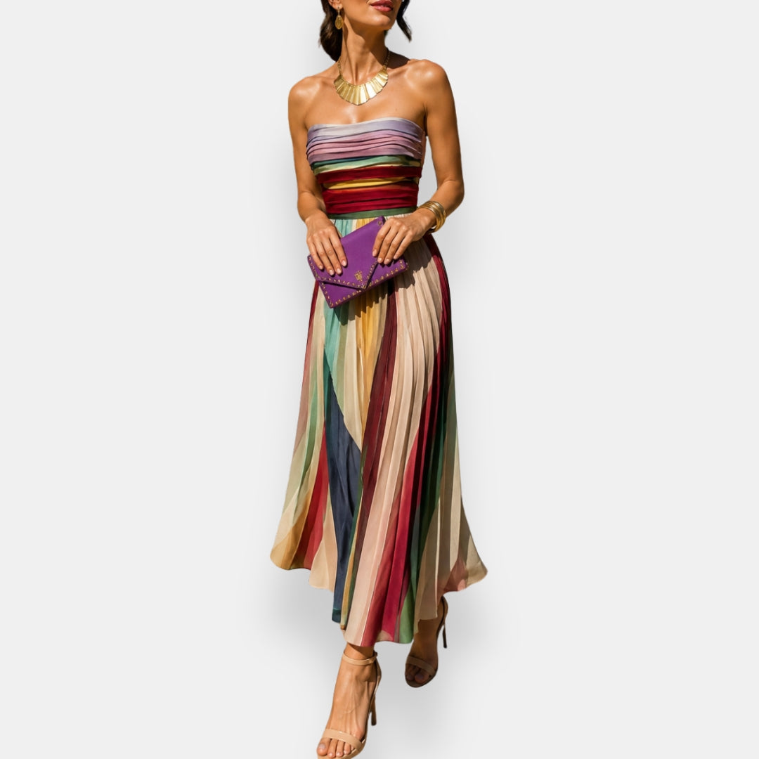 Inés | Vestido Largo Plisado Bustier