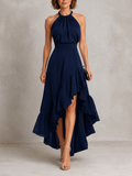 Chloe | Vestido halter con bajo de volantes