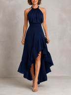 Chloe | Vestido halter con bajo de volantes
