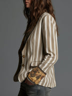 Rosana | Blazer Bohemio de Rayas con Cuello Estampado
