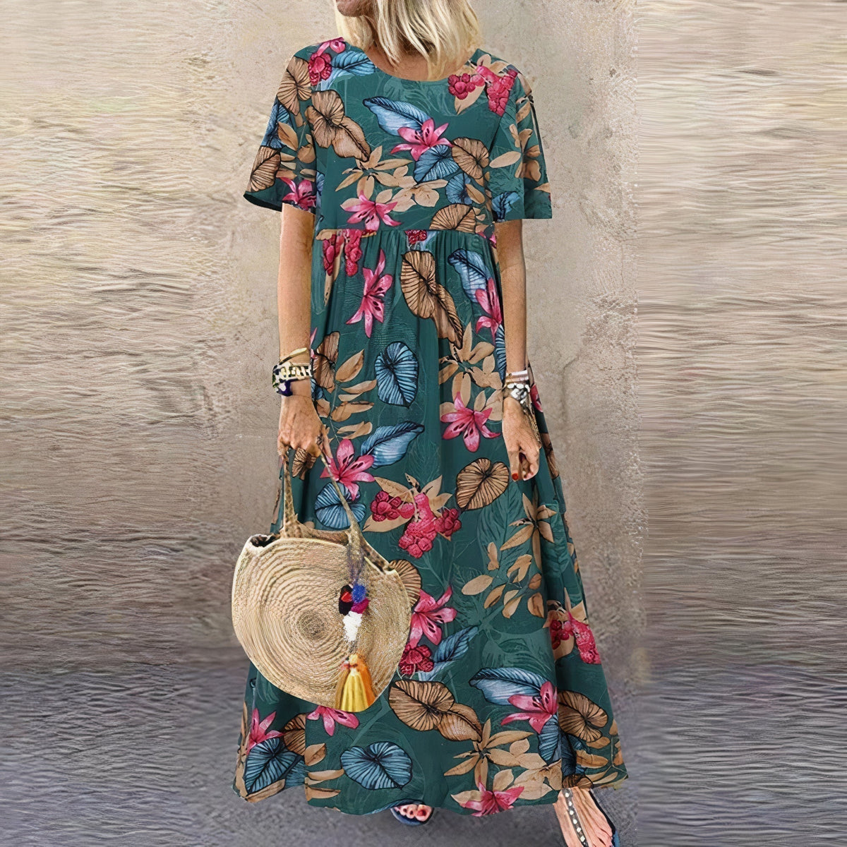 Lovi | Vestido midi floral de manga volante