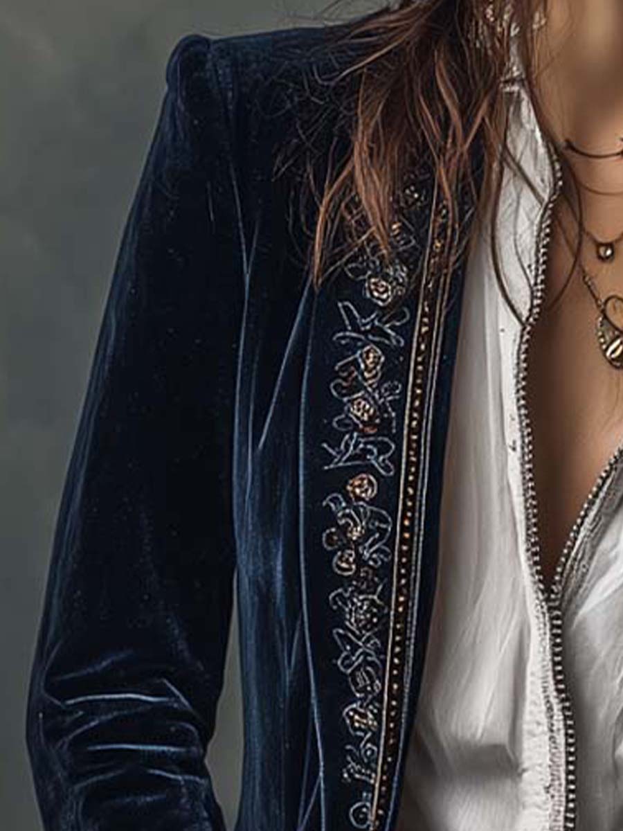 Claudia | Chaqueta Larga Bordada Vintage