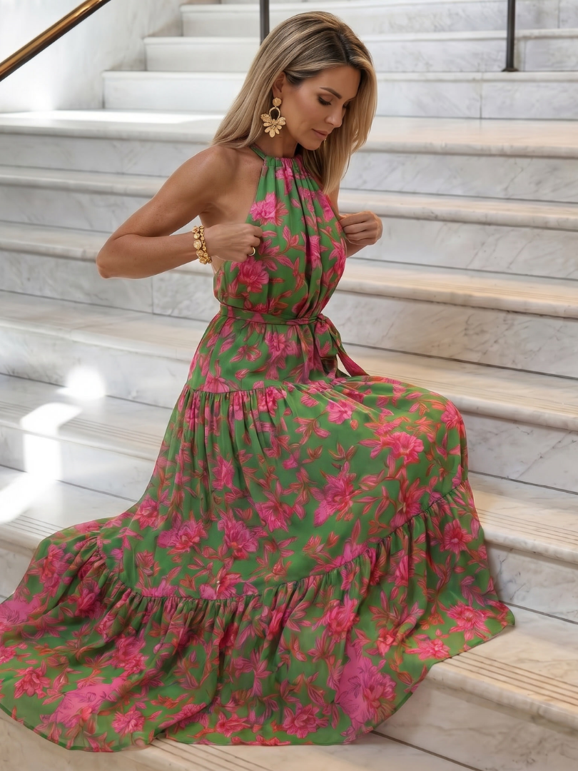 Reyes | Vestido Midi Halter Drapeado