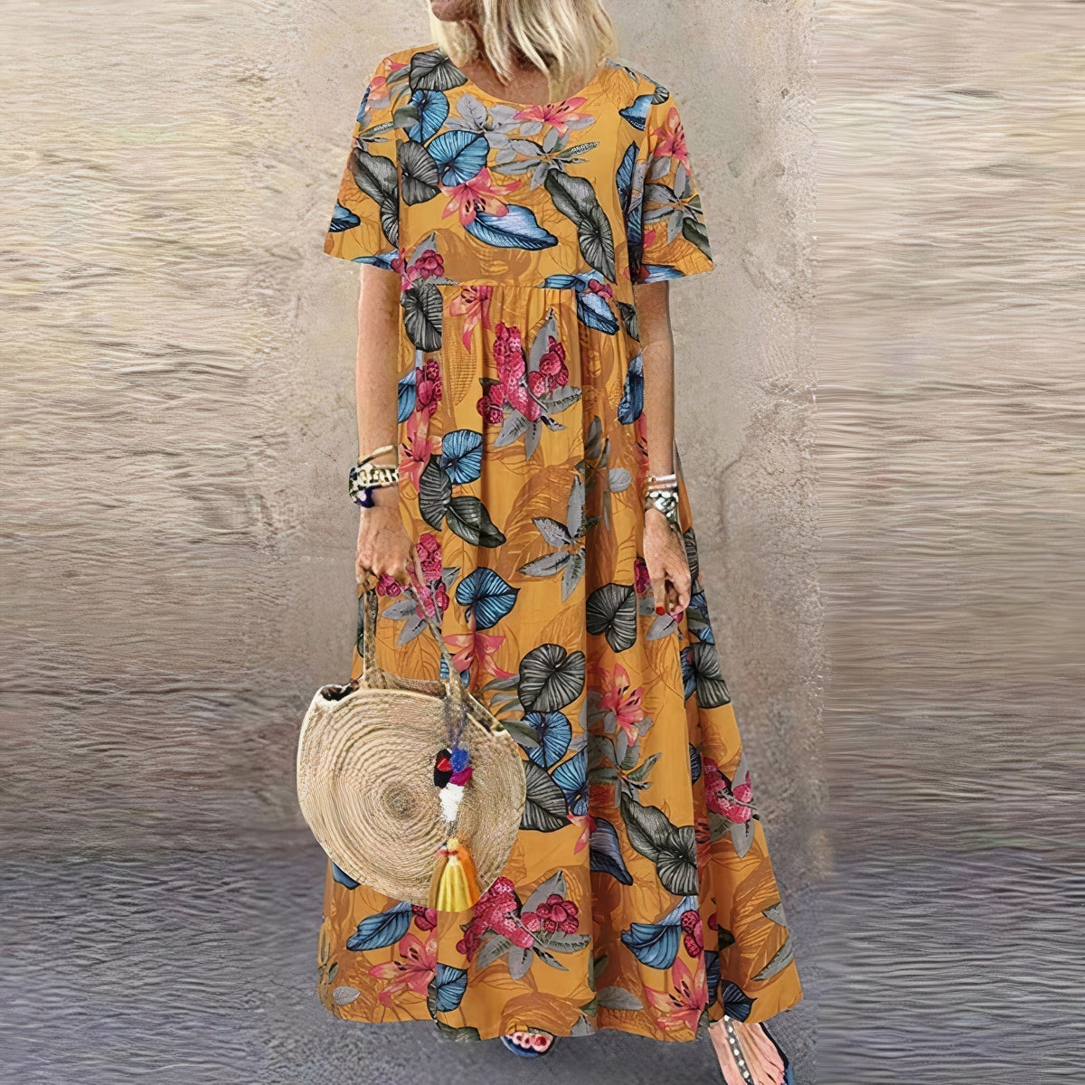 Lovi | Vestido midi floral de manga volante