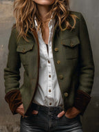 Isabel | Blazer Vintage de Espiga con Ribetes en Contraste