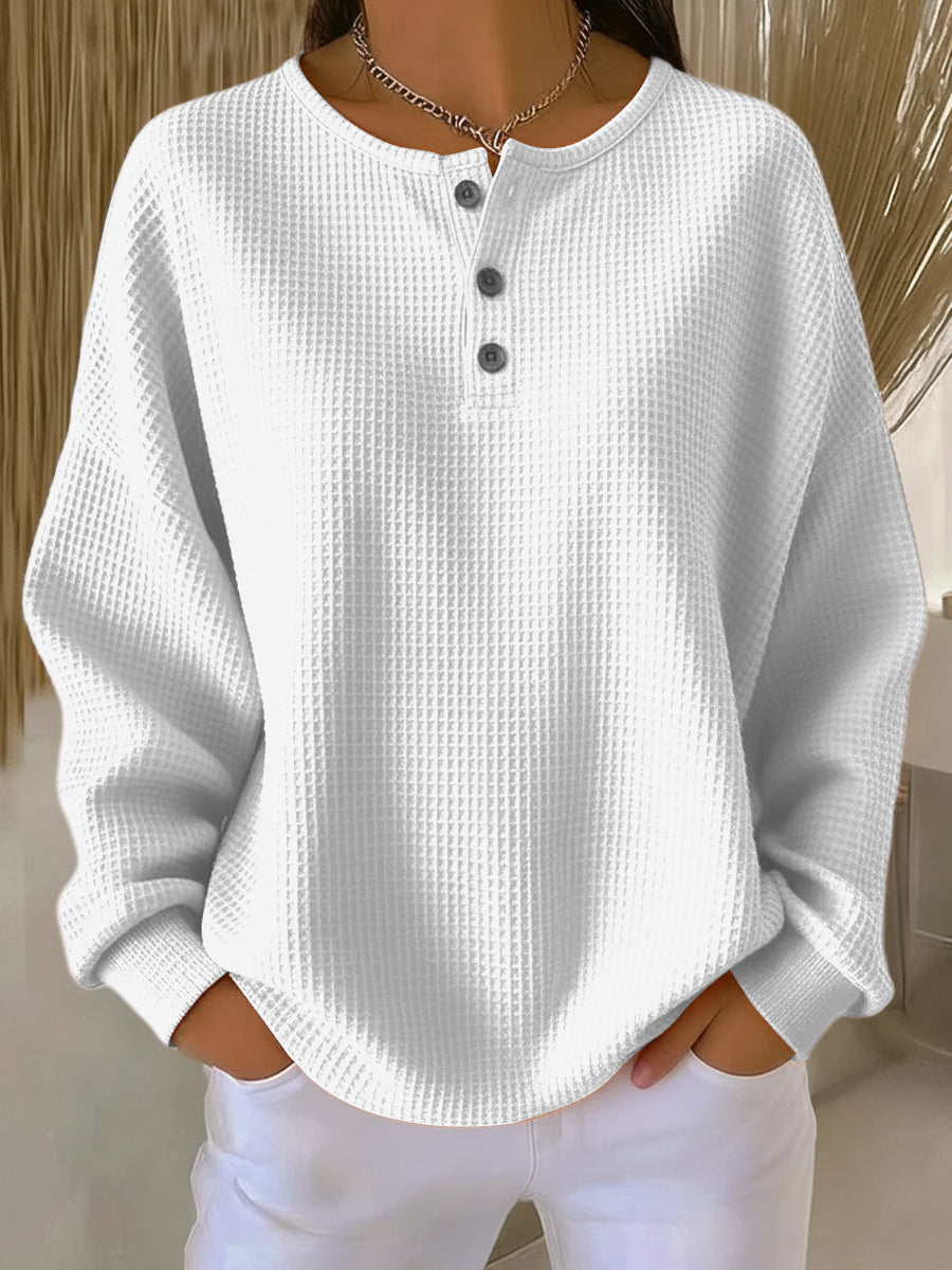Mireia | Sudadera Waffle Henley Acogedora