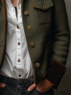 Isabel | Blazer Vintage de Espiga con Ribetes en Contraste