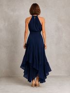 Chloe | Vestido halter con bajo de volantes