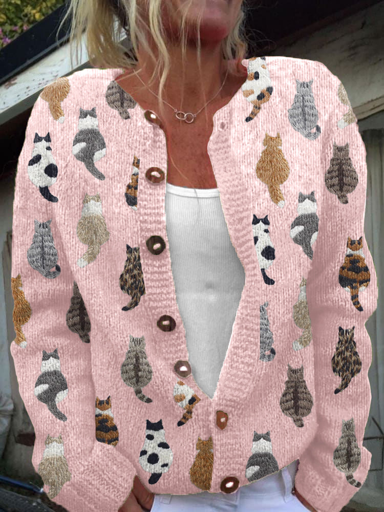 Pamela | Rebeca acogedora con estampado de gatos
