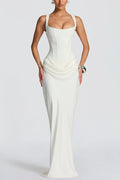Noemí | Vestido Maxi Satinado de Escote Cuadrado