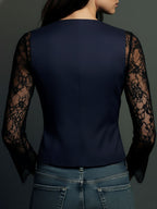 Valeria | Blazer Negro con Mangas Semitransparentes