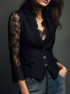 Valeria | Blazer Negro con Mangas Semitransparentes