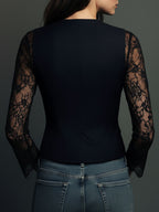 Valeria | Blazer Negro con Mangas Semitransparentes