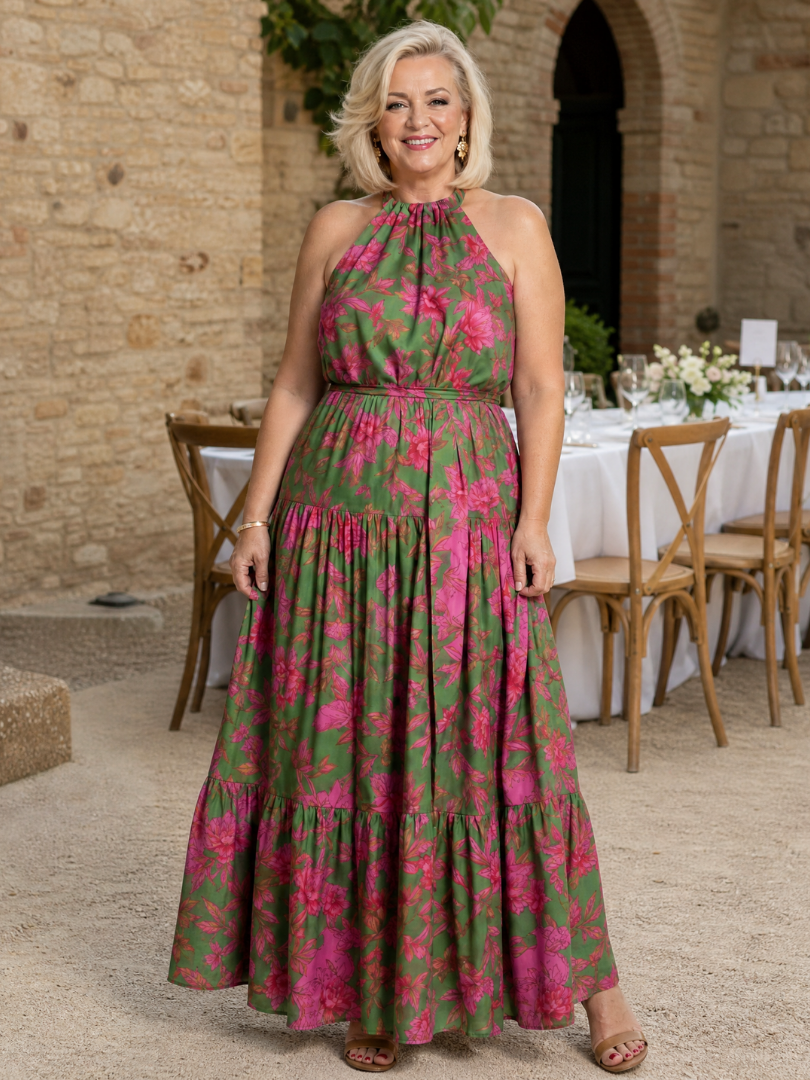 Reyes | Vestido Midi Halter Drapeado