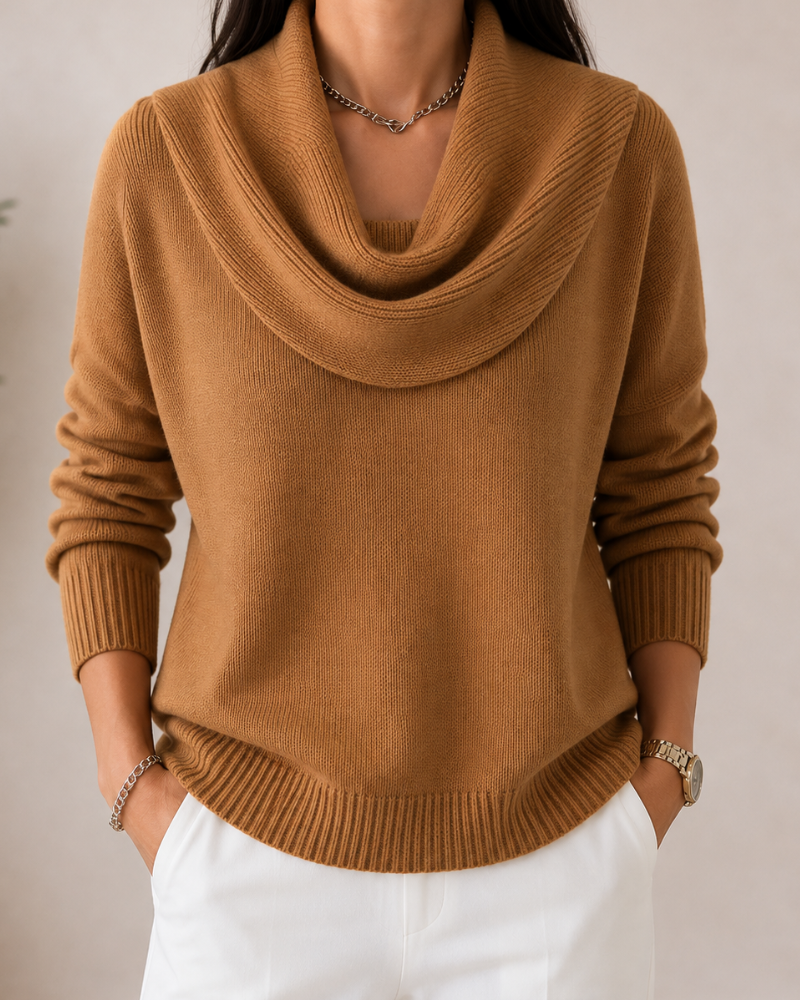 Amparo | Jersey de punto con cuello drapeado