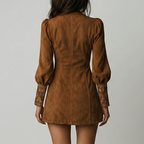 Amalia | Mini vestido vintage de ante con bordado