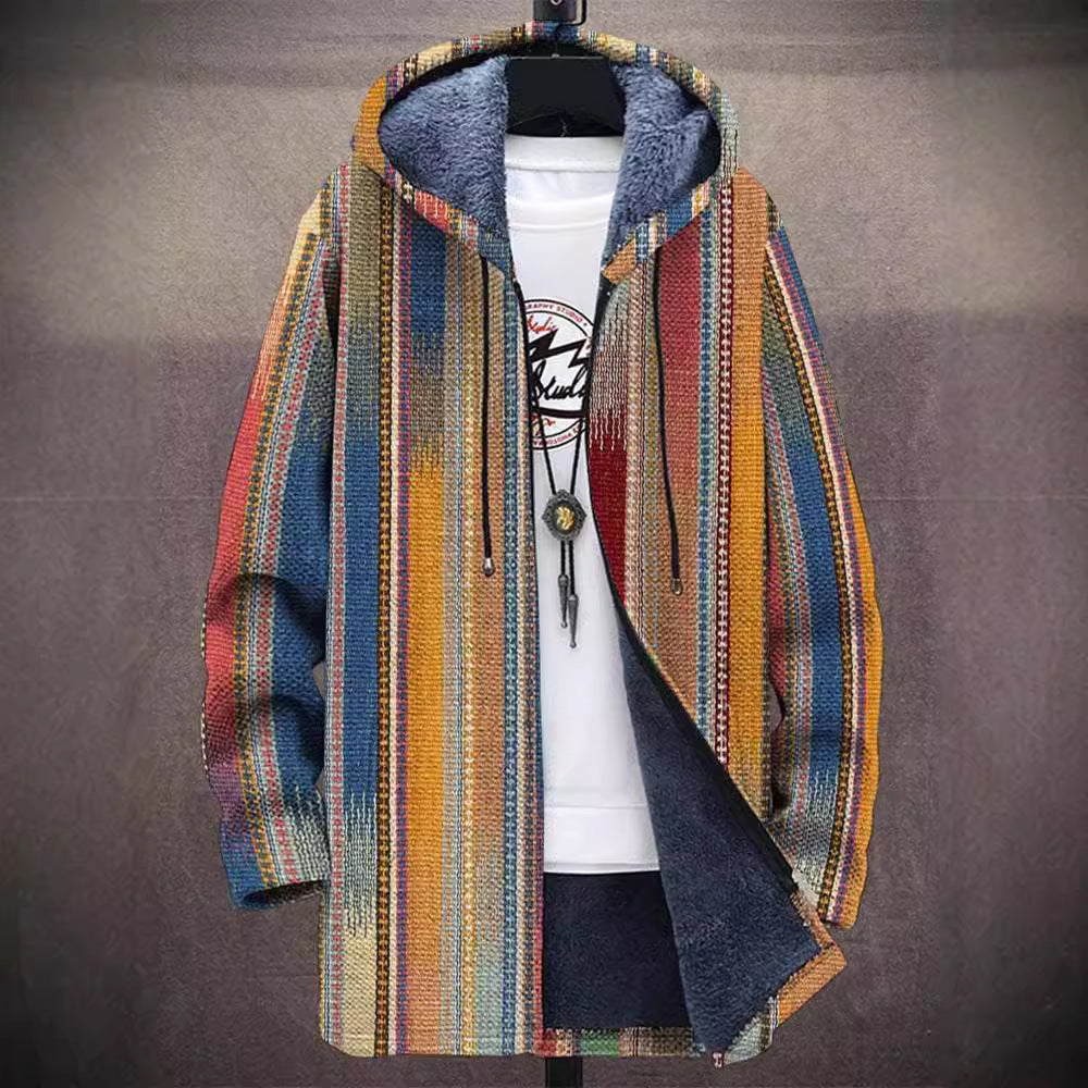 Dalia | Chaqueta de Punto de Estampado Artesanal con Capucha
