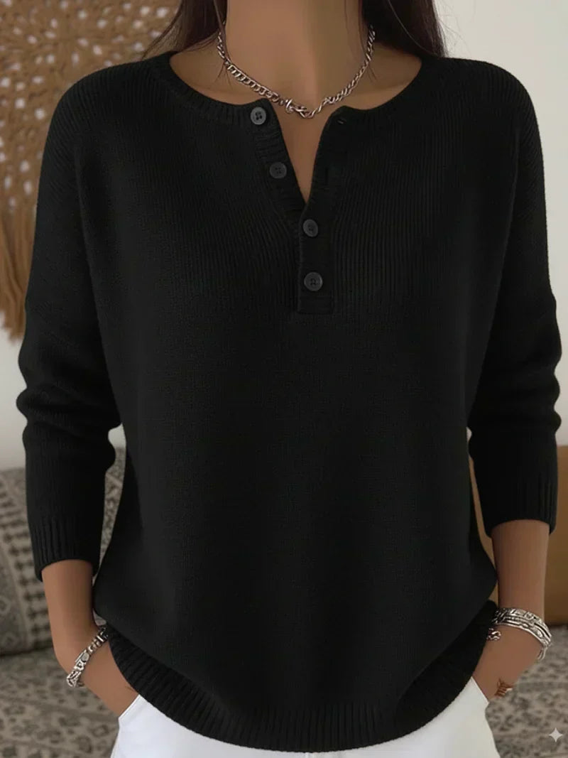 Elena | Jersey de Punto con Escote Henley y Botones