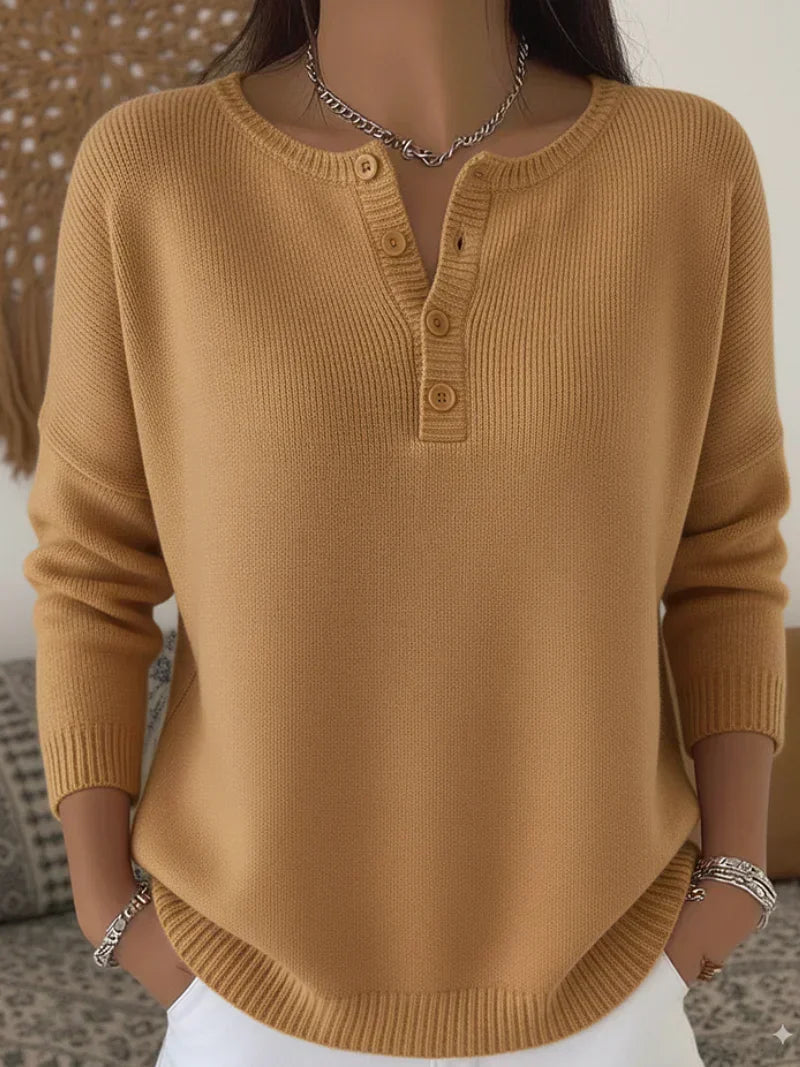 Elena | Jersey de Punto con Escote Henley y Botones