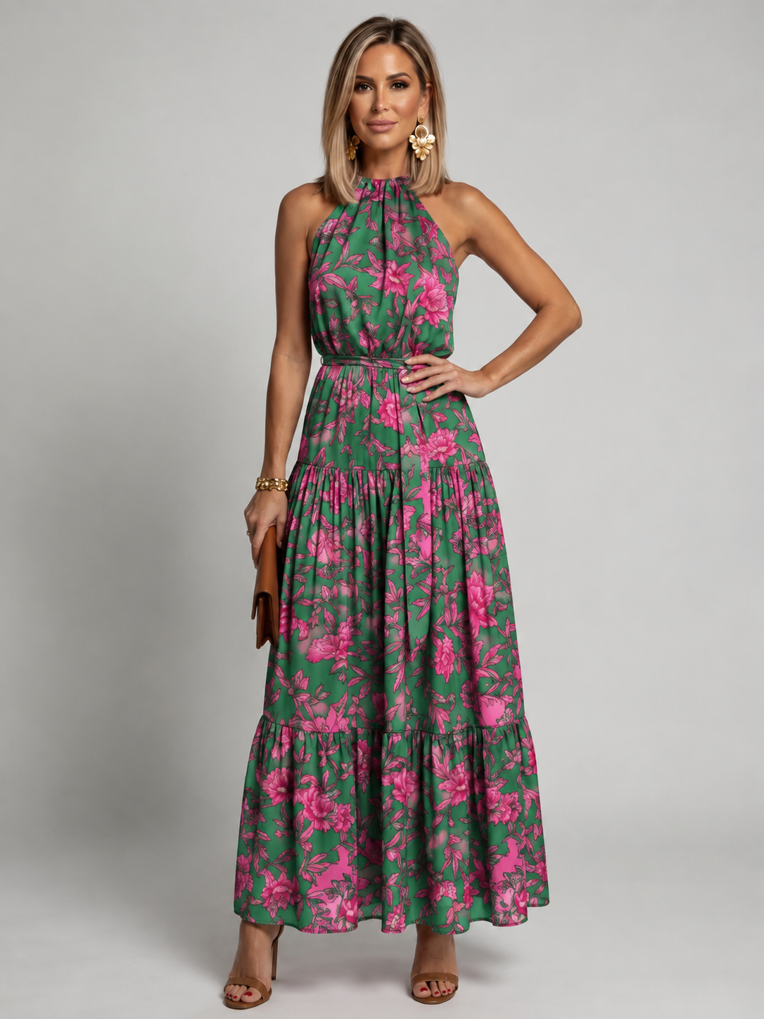 Reyes | Vestido Midi Halter Drapeado